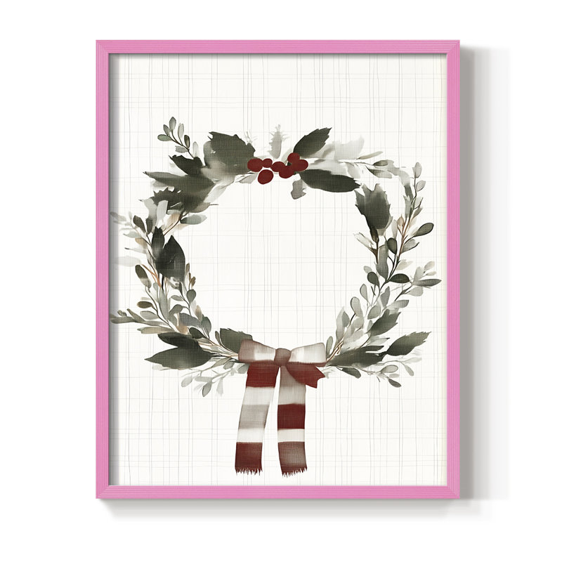 «Christmas Holiday Art CDXLIV», reproduction d'art encadrée - bois massif, H 15 po x l 12 po, Rose