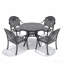 Ensemble de meubles de patio en aluminium coulé avec cadre noir et coussins de siège bleus-1856795787