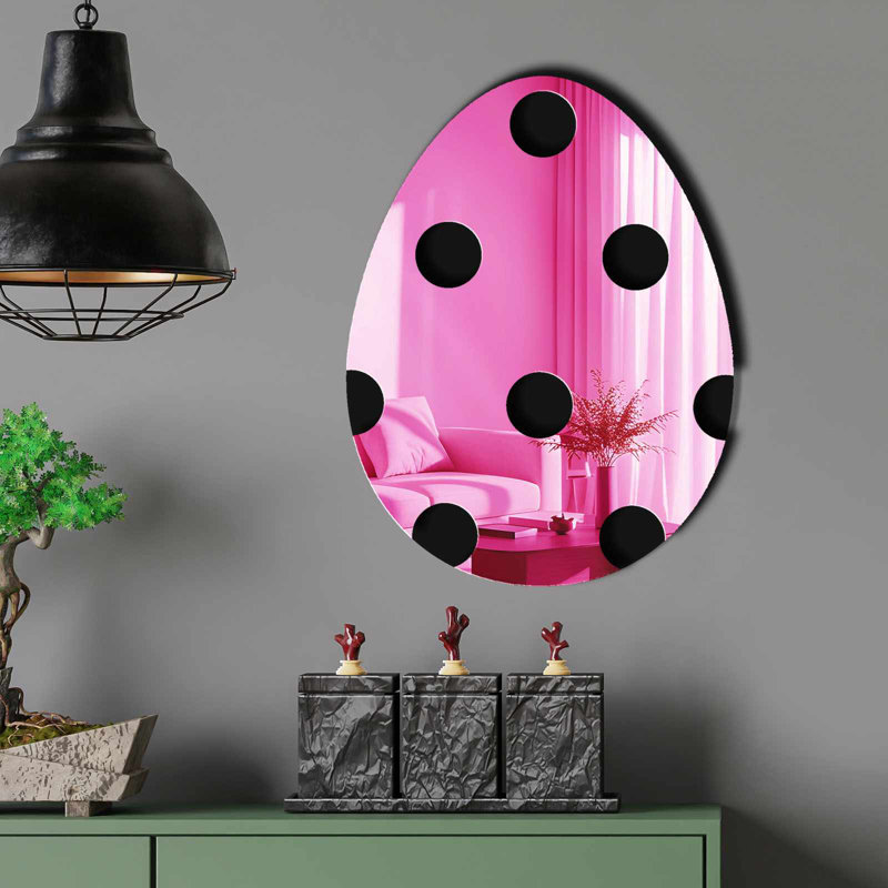 Charmant miroir décoratif pour Pâques, couleur rose, 12,9 po x 17,3 po | 100% PLEXIGLASS (épaisseur: 0,04 pouce) et 100% EVA (épaisseur: 0,4 pouce) | Bandes double face pour une présentation polyvalente | Parfait pour la décoration intérieure et les célébrations festives