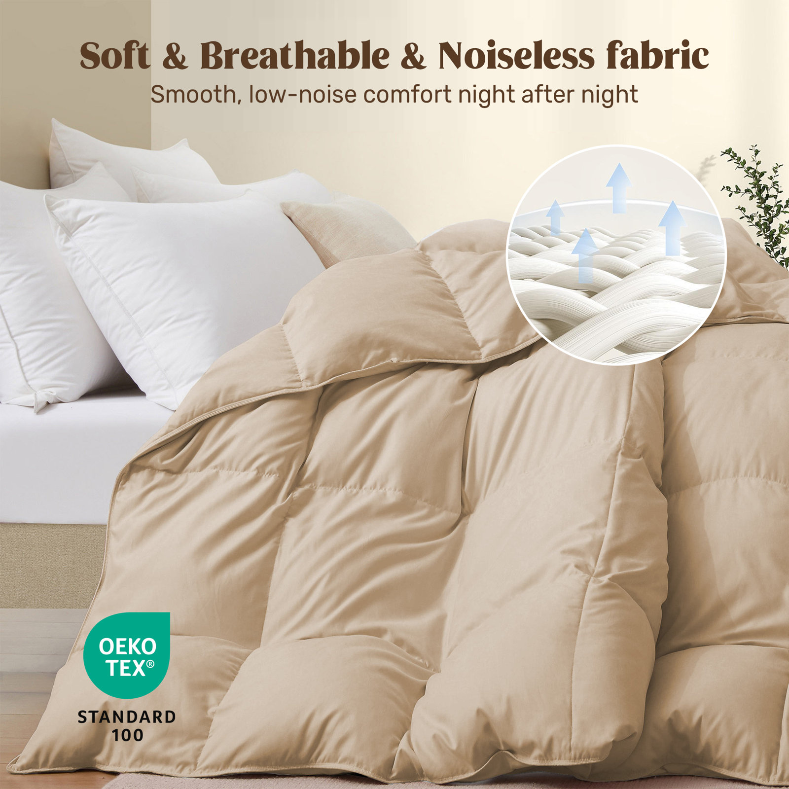 600 Fill Power All Season Down Duvet Insert, Beige, Twin