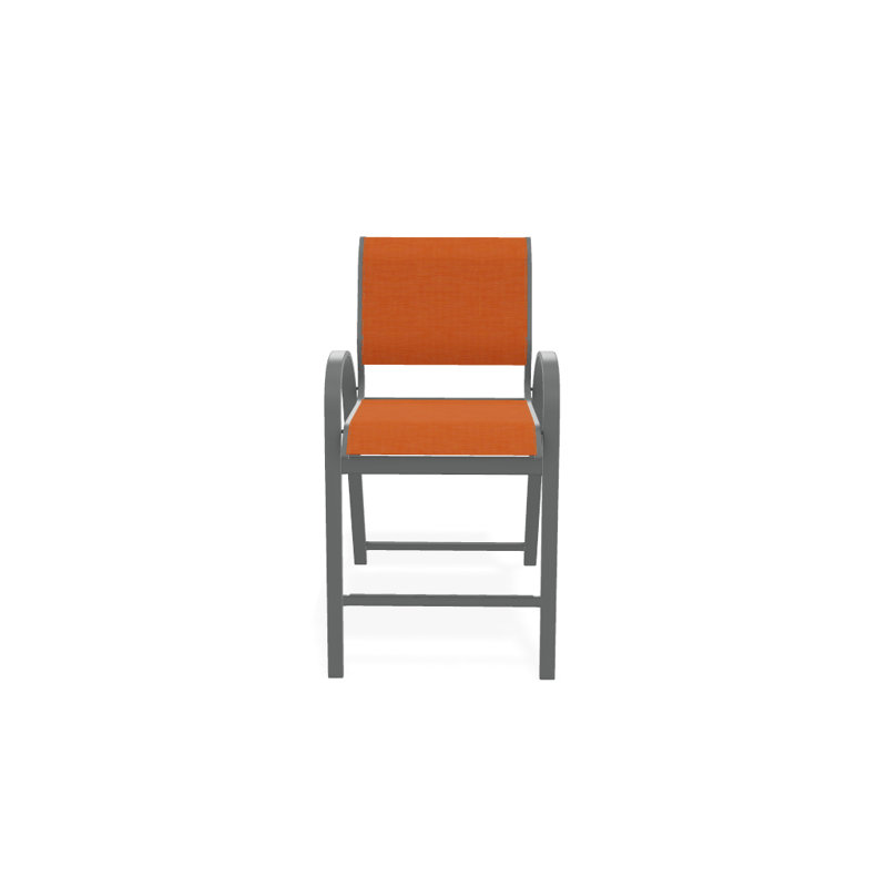 Tabouret de bar 42 po Holna, Toile Sunbrella® tangerine, Graphite texturé