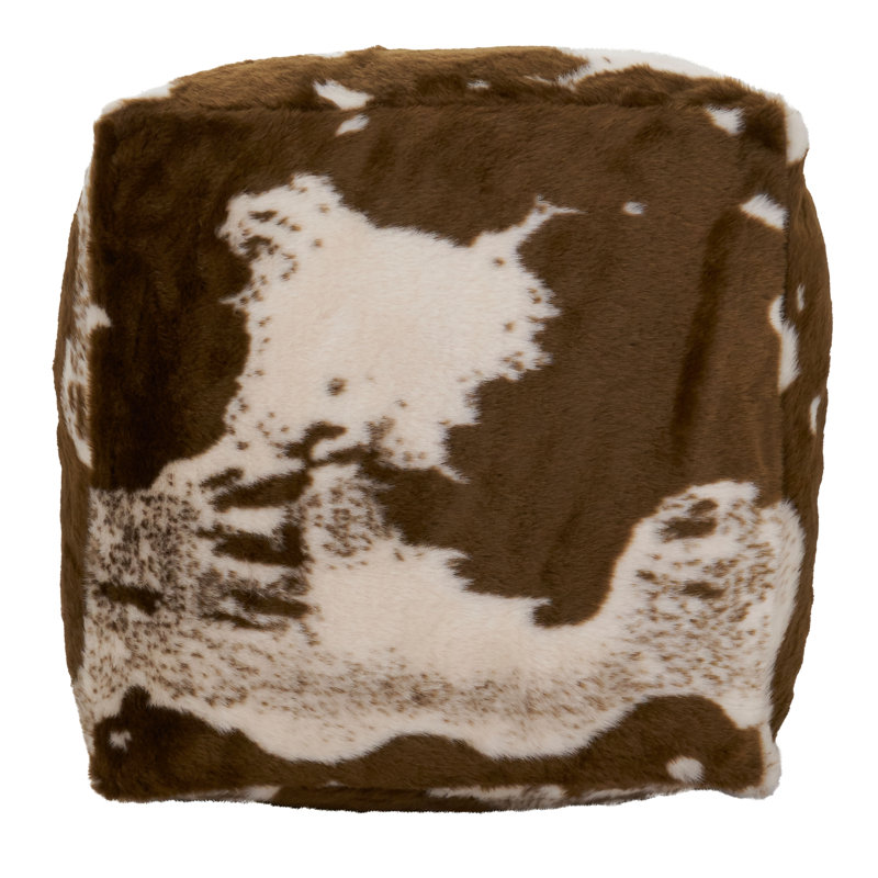 Susannah Upholstered Pouf, Brown/Cream