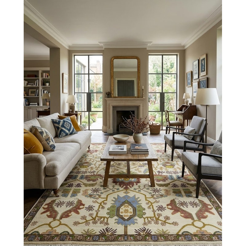 Tapis oriental crème Oushak Chobi