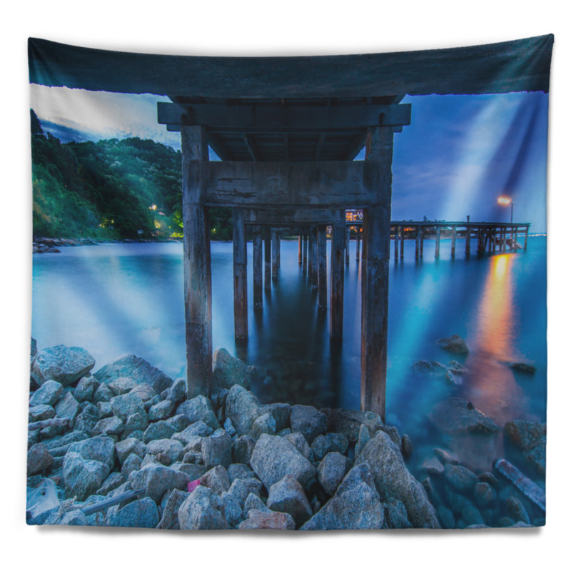 Tapisserie «Under Wood Bridge at Twilight», H 32 po x l 39 po