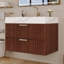 Meuble-lavabo flottant mural moderne avec plateau en pierre frittée et tiroirs à fermeture en douceur Lumifloat-133529636