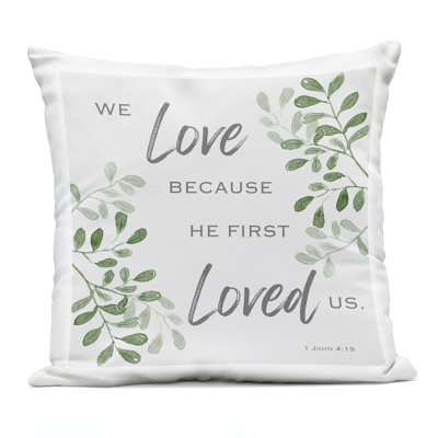 Stupell Industries He First Loved Botanicals Outdoor Printed Pillow, Design By Marcus Prime In Green