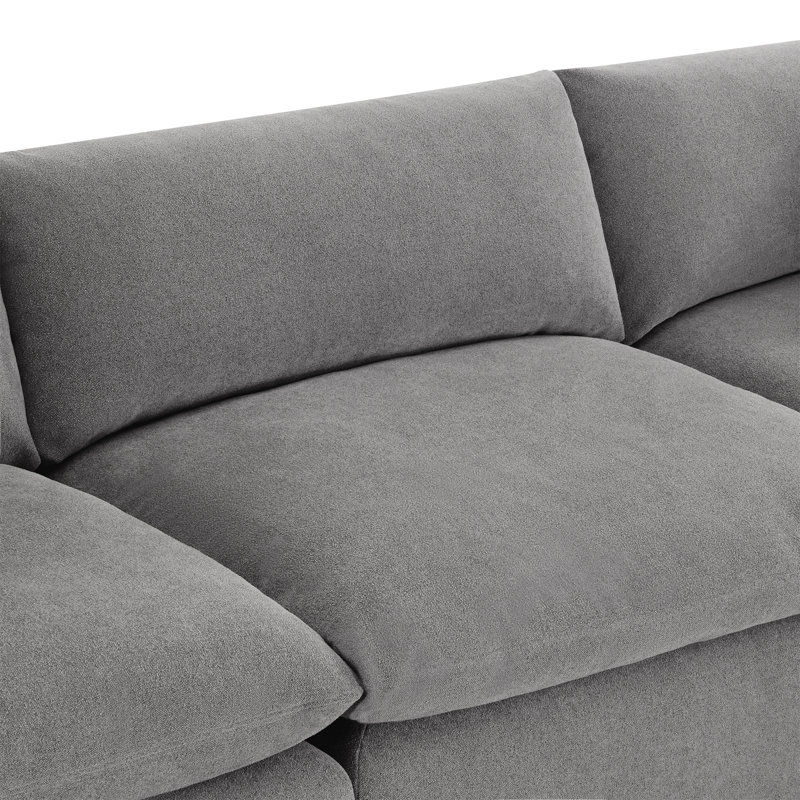 Canapé rembourré sans accoudoirs de 121 po 3 pièces Annabella, Chenille Elite Performance texturée en étain