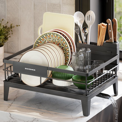 Dish Drainer Rack with Rotatable Spout