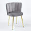 Chaise de salle à manger moderne avec pieds en tube de fer de couleur dorée, velours et dossier confortable, ensemble de 2-642904811
