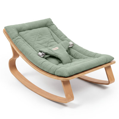 Comfy Cubs Baby Rocker for Ages 0-24 Months - Wooden Baby Recliner with Soft Removable Quilted Muslin Cotton Cushion