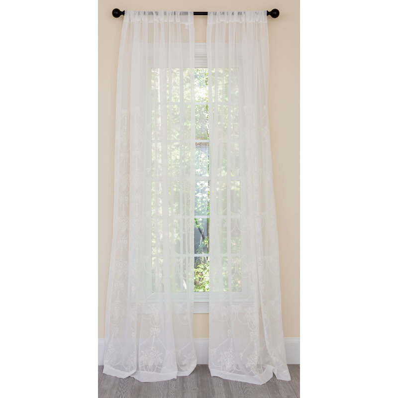 Creech Sheer Curtain Single Panel, 54" W x 120" L, White