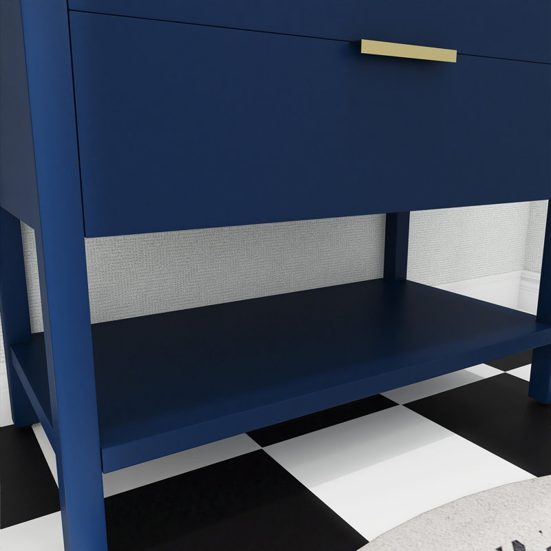 Meuble-lavabo simple 36 po avec plateau Anastajia, Bleu marine