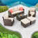Wicker 7 - Person Patio Conversation Sets with Cushions