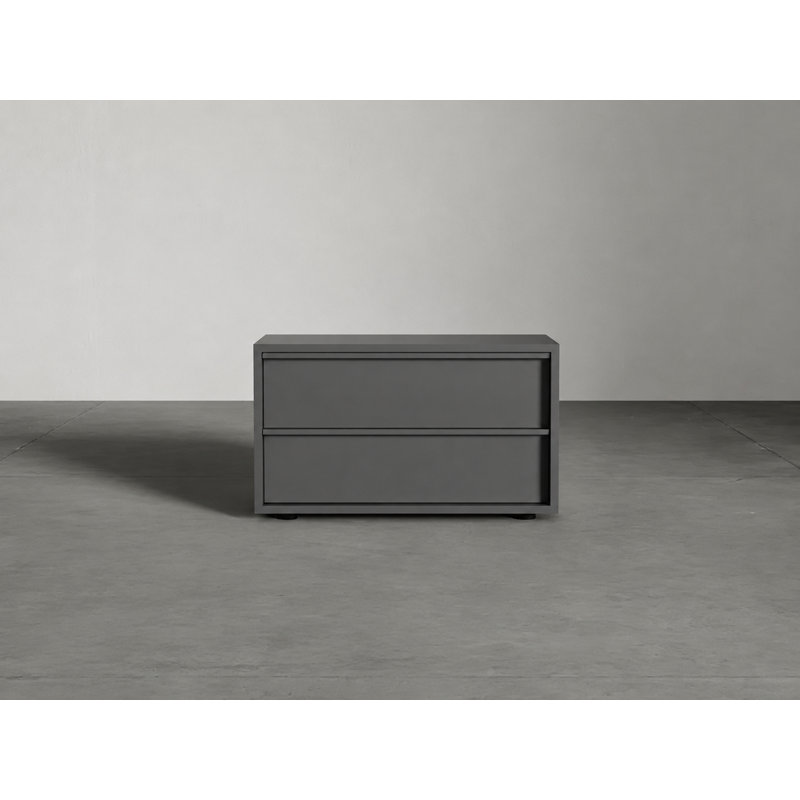 Jane 2 - Drawer Nightstand, Left, Glossy Dark Gray