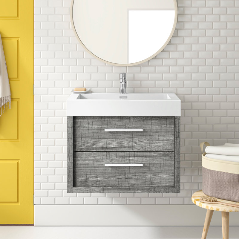 Walker 750mm Single Bathroom Vanity with Integrated Resin Basin, Grey Ash