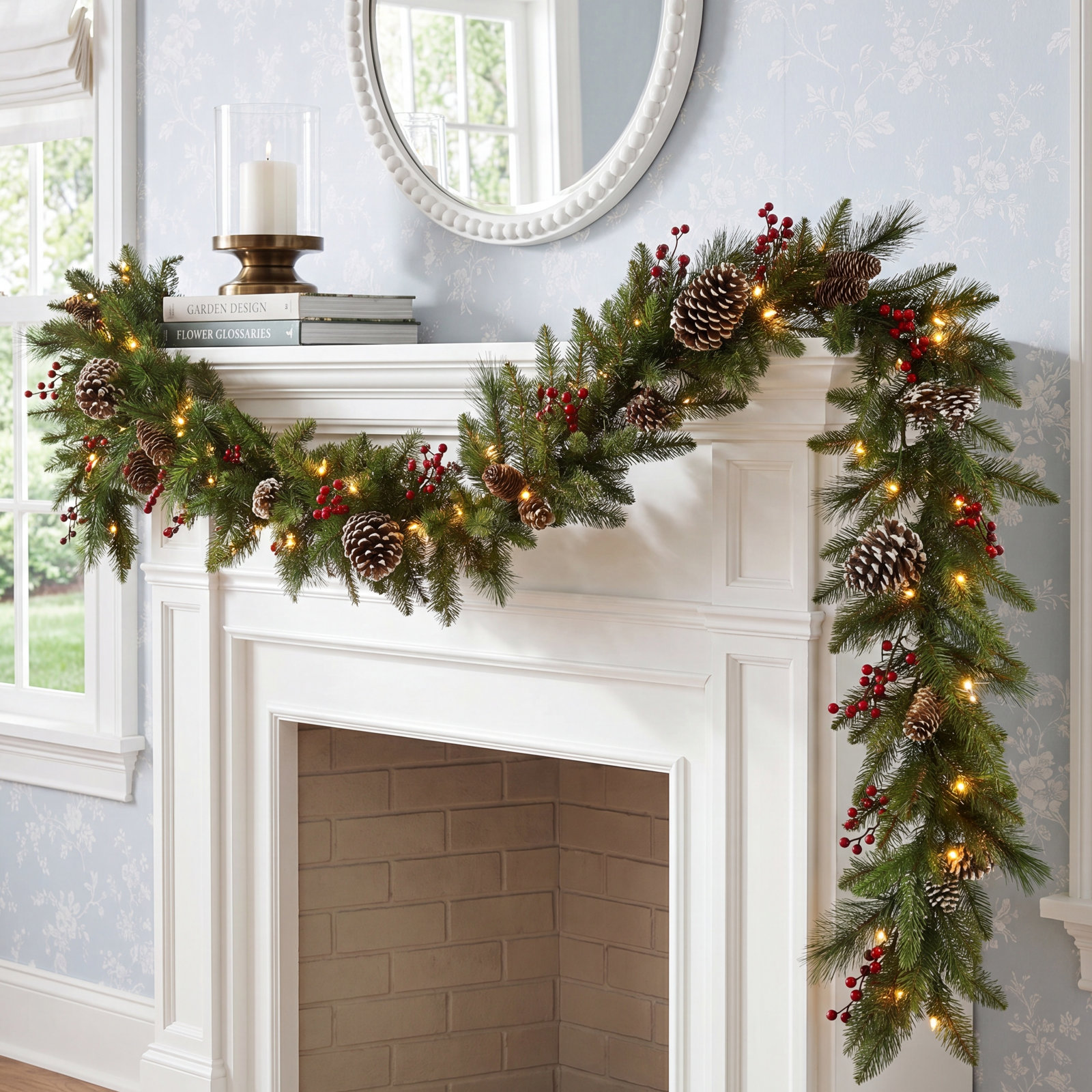 108" Pre-Lit Berry Pine Christmas Garland