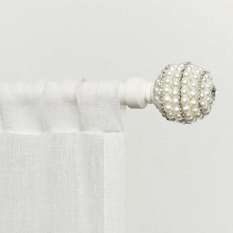 Gold Adjustable Curtain Rod with Faux Pearl Finials