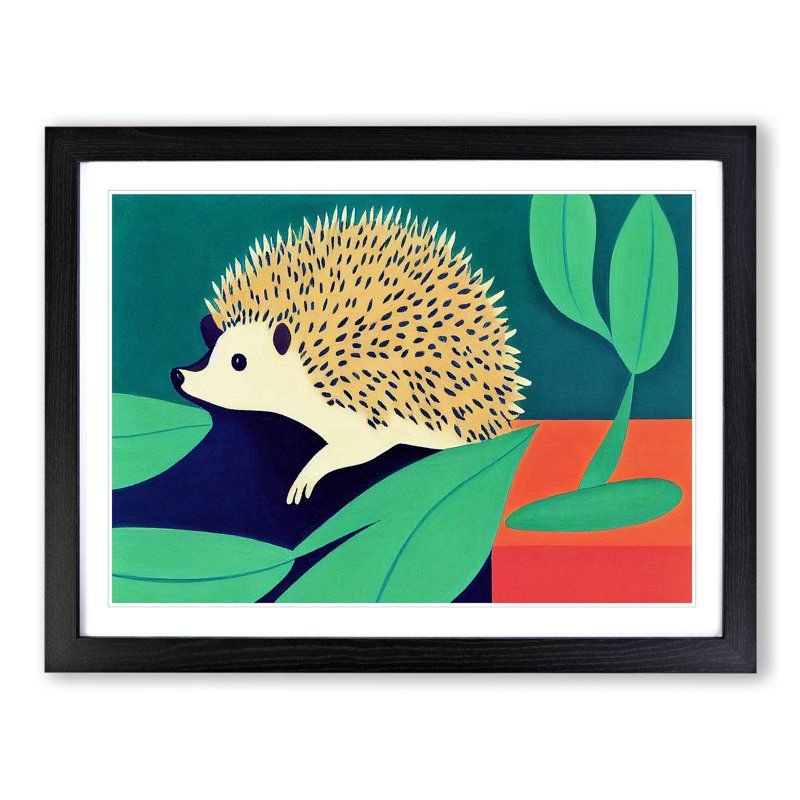 Cute Hedgehog - Framed Print, Black, 46cm H x 64cm W x 2cm D