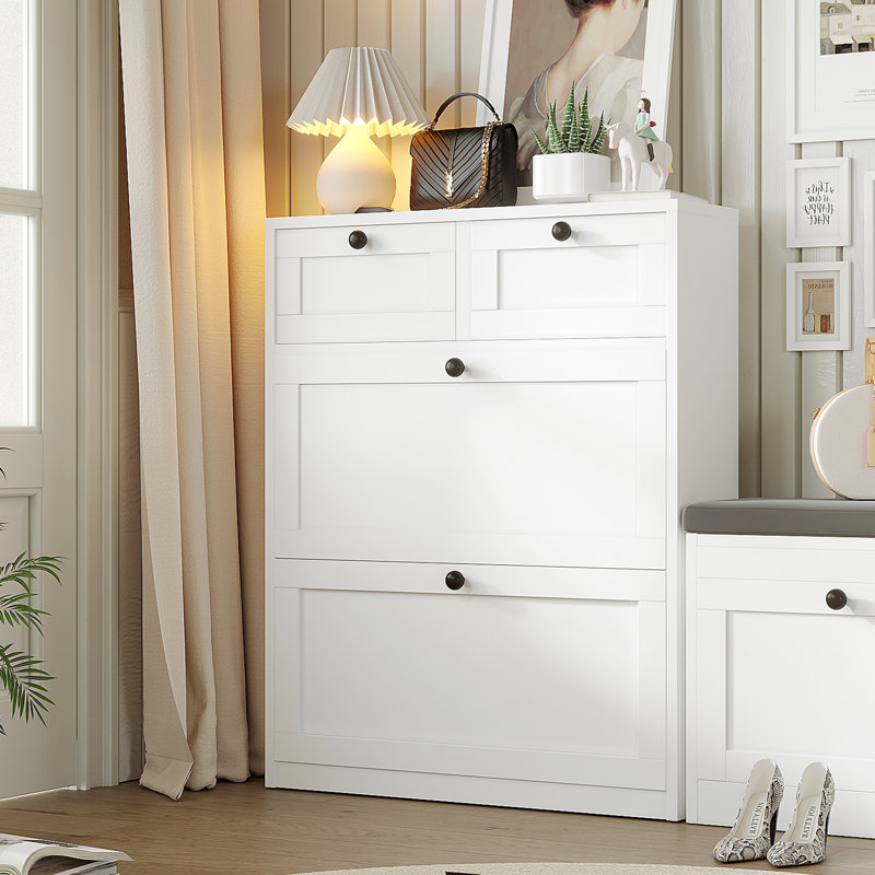 39.3" H 16-Pair Shoe Storage Cabinet, White