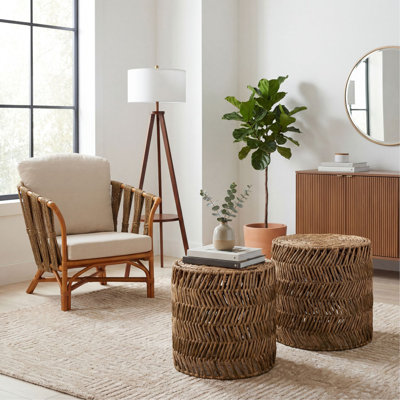 Zander 2-Piece Wicker Drum Nesting Table Set