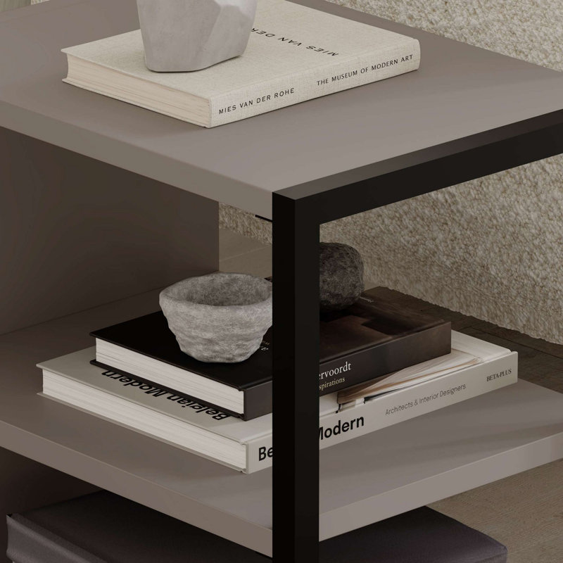 Modern Side Table Set (2 Pieces), Light Mocha, 11.8 x 17.7 x 16.5 inches | 100% Melamine Coated Particle Board, Thickness: 0.7 inches | Stylish & Functional for Living Room, Bedroom, or Office Decor