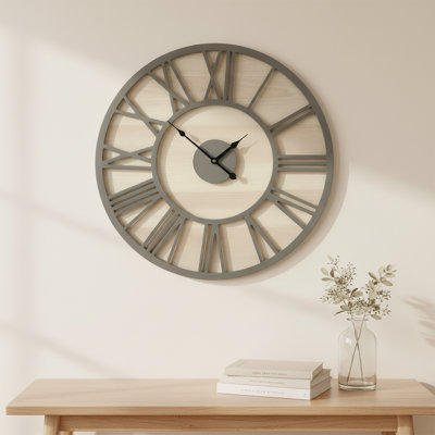 Rustic Wooden Gray Wall Clock