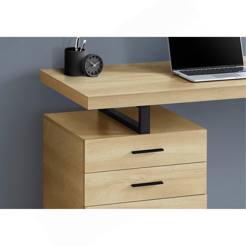 Computer Desk Home Office, Laptop, Left, Right Set-up, Storage Drawers, Work, Laminate, White/Silver