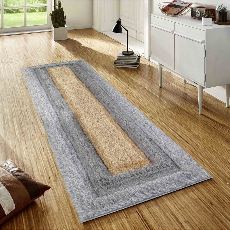 Kiawah Geometric Shag Area Rug, Runner 60 x 220cm