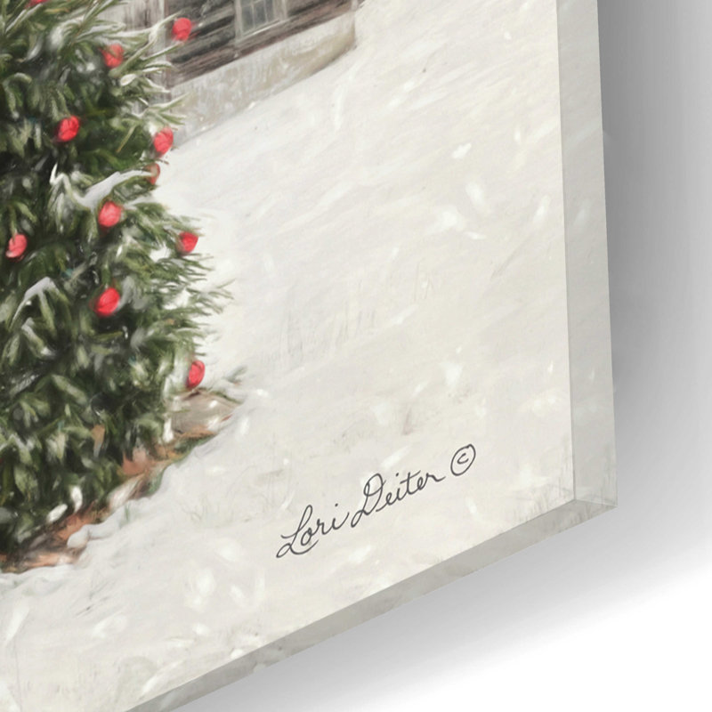 «Farmhouse Christmas» par Lori Deiter, art mural en verre acrylique, H 12 po x l 16 po x P 0,13 po