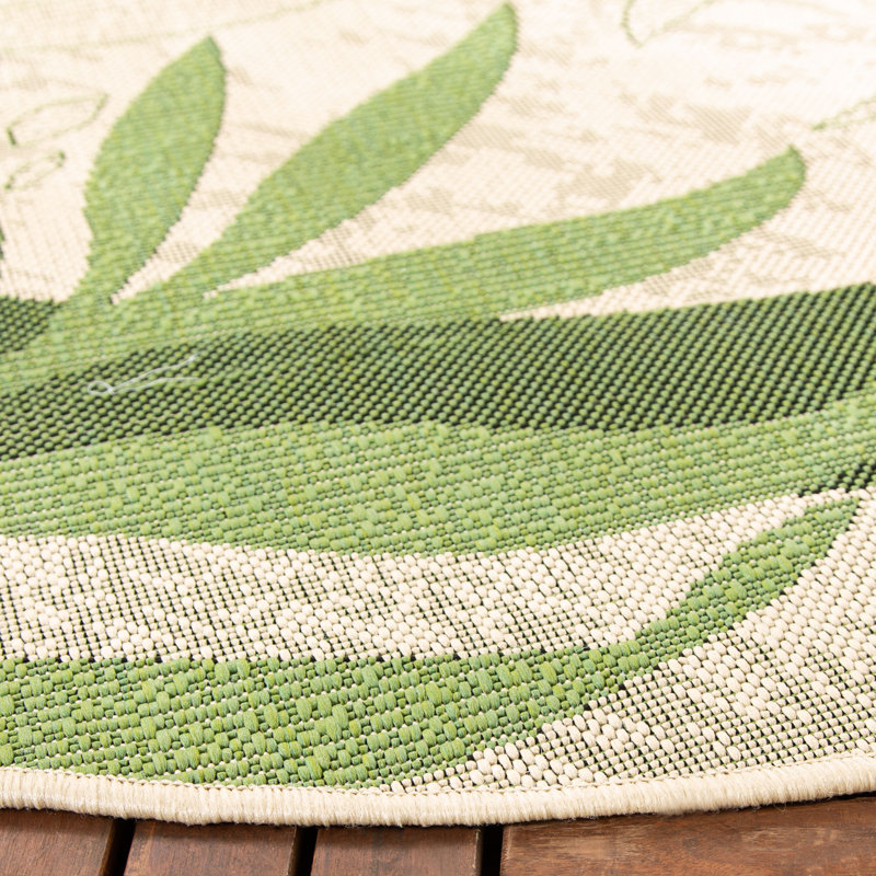 Allick Cream/Green Indoor/Outdoor Rug, Round 160 cm