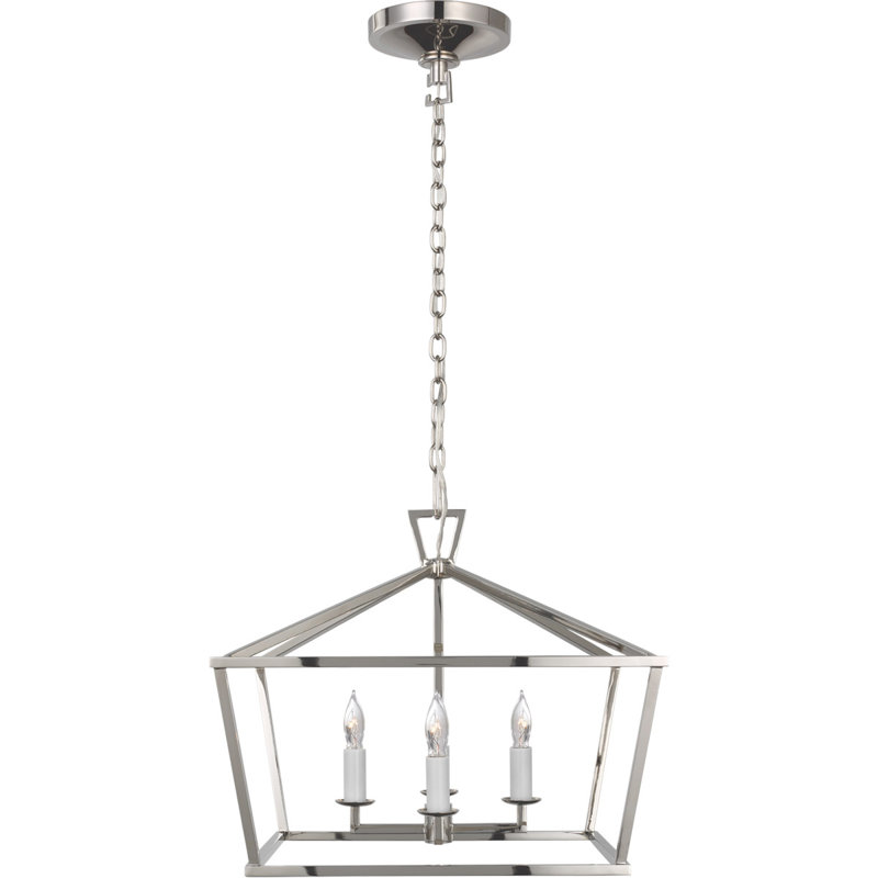 Chapman & Myers Darlana Small Wide Semi-Flush Mount Lantern, Polished Nickel