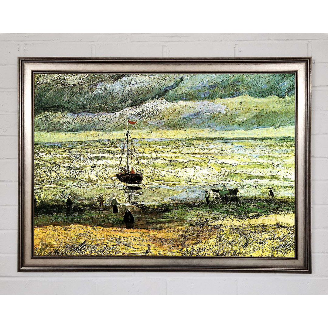 Gerahmtes Leinwandbild Scheveningen Beach In Stormy von Van Gogh