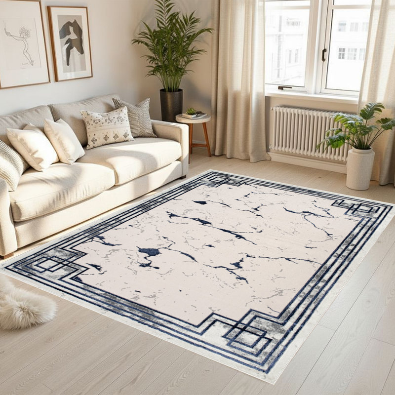 Tapis noir / gris / ivoire / beige Monaco Series, Rectangle 7 pi 9 po x 10 pi 2 po