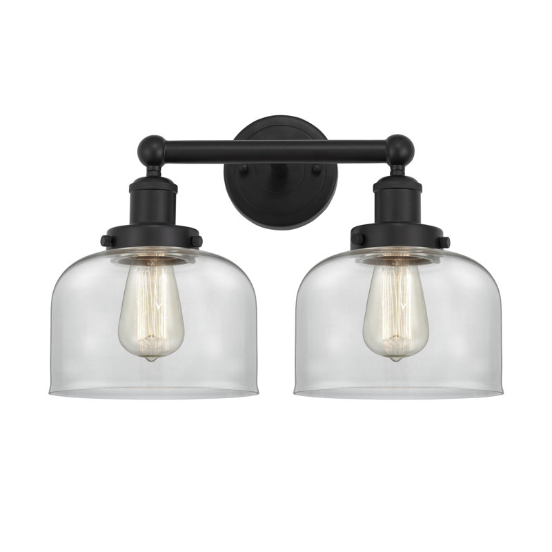 Éclairage pour meuble-lavabo à 2 lumières à intensité variable Arlester, Noir mat, Transparent