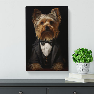 Yorkshire Terrier in a Suit Painting No.3 - Wrapped Canvas