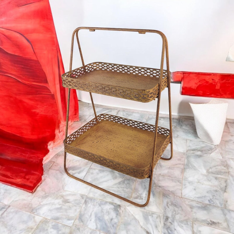 Steel Tray Set with Two-Tier Stand – Elegant Decorative Accent for Summer Home & Garden Styling and Display