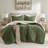 Cozy Chenille Twin Bedding Sets, Waffle Knit Olive Style For Home