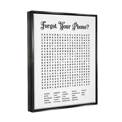 " Phone Crossword Puzzle Bathroom Word Design " by Lettered And Lined