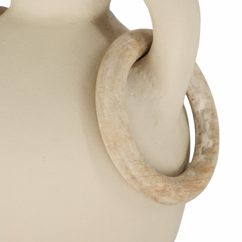 Poterie sculpturale et vase Ecomix avec poignées en boucle artistiques et forme artisanale, H 14 po x l 7 po x P 7 po