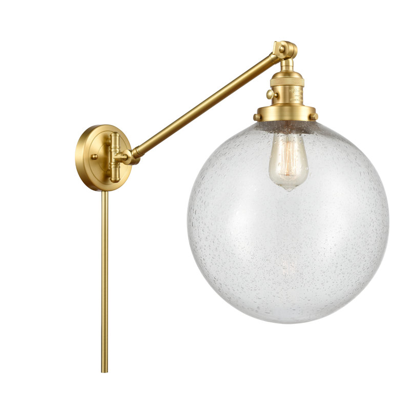 Swing Arm Sconce, Seedy, Satin Gold