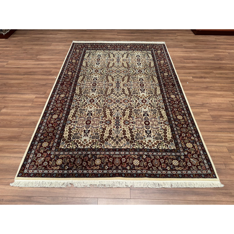 Tapis en laine et coton rouge noué à la main Original