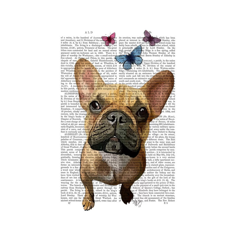 Brown French Bulldog & Butterflies 1 Piece Wrapped Canvas Wall Art, 20.32 cm H x 30.48 cm W