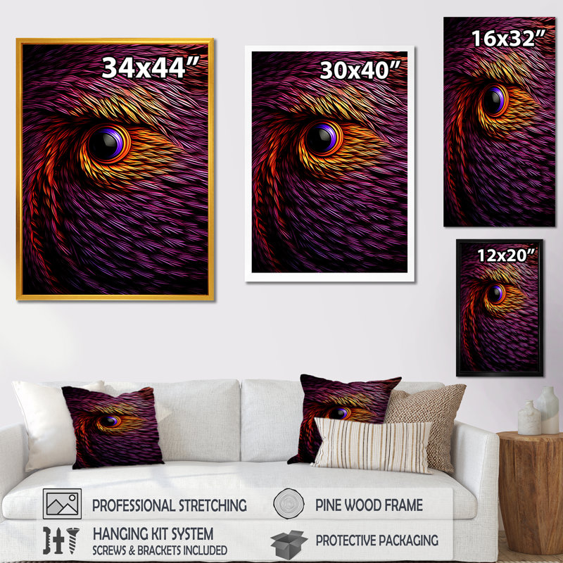 «Purple Feather Dreams I - Glam Feather», art mural, H 20 po x l 12 po x P 1 po, Cadre flottant doré