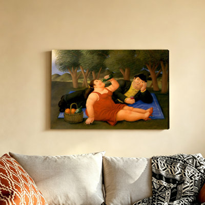 Fernando Botero Couple Picnic Canvas Print