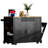 Fluted Kitchen Island with Trash Can Storage Cabinet, Power Outlet, Internal Storage Rack, Rolling Kitchen Islands on 5 Wheels with 3 Drawer, 3 Open Side Racks for 10 Gallon Garbage Bin-1362318341
