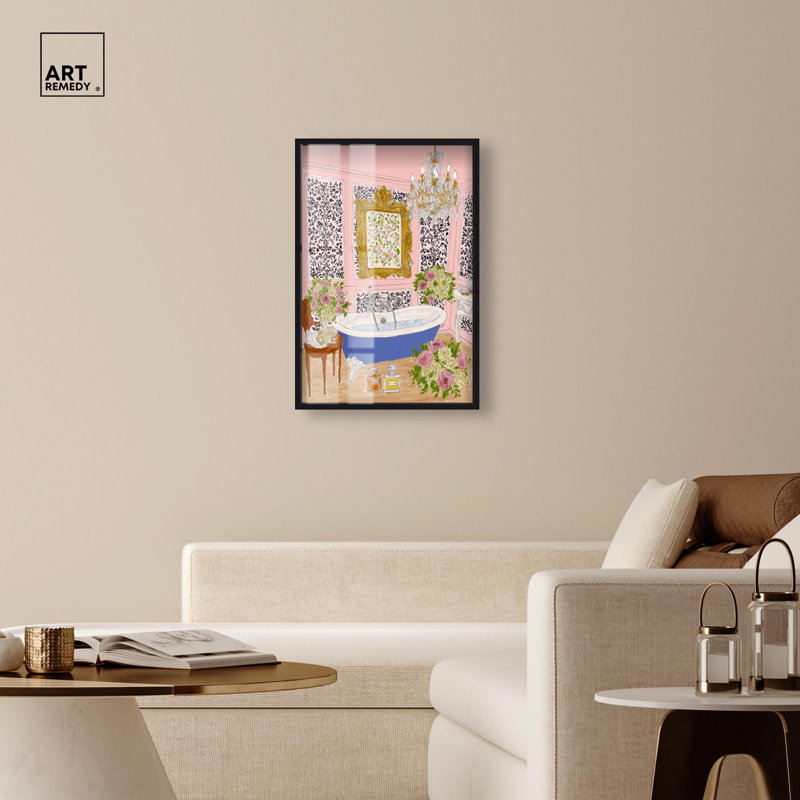 Art mural de salle de bain Bath Time II par Art Remedy, cadre noir, 24 x 36, H 37 po x l 25 po, Cadre noir