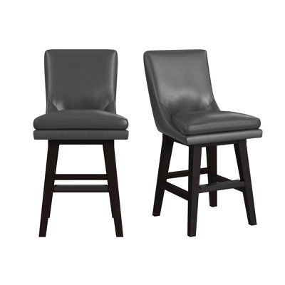 Lampert Swivel Counter Stool with Pewter PU in Espresso (2 Per Carton)