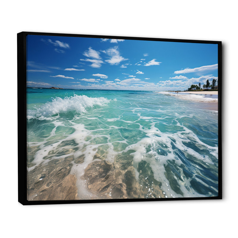 Amalja Beach Sandy Paradise III - impression, Cadre flottant noir, H 12 po x l 20 po x P 1 po