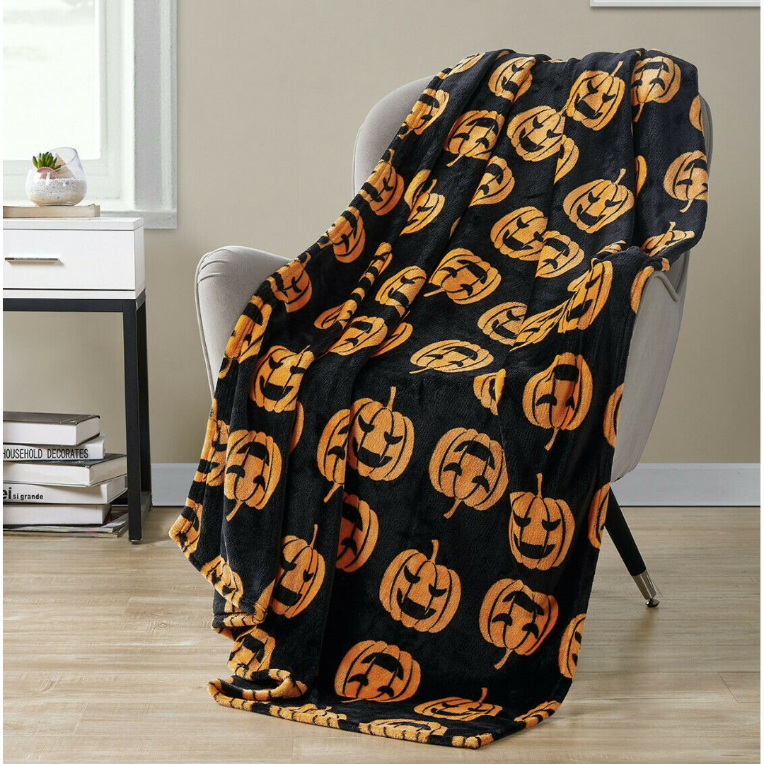 Autumn & Halloween Plain Weave / Muslin Throw Blanket Kate Aurora