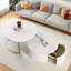 Table basse gigogne moderne avec motif cannelé, 1 tiroir et pieds en métal-376010994
